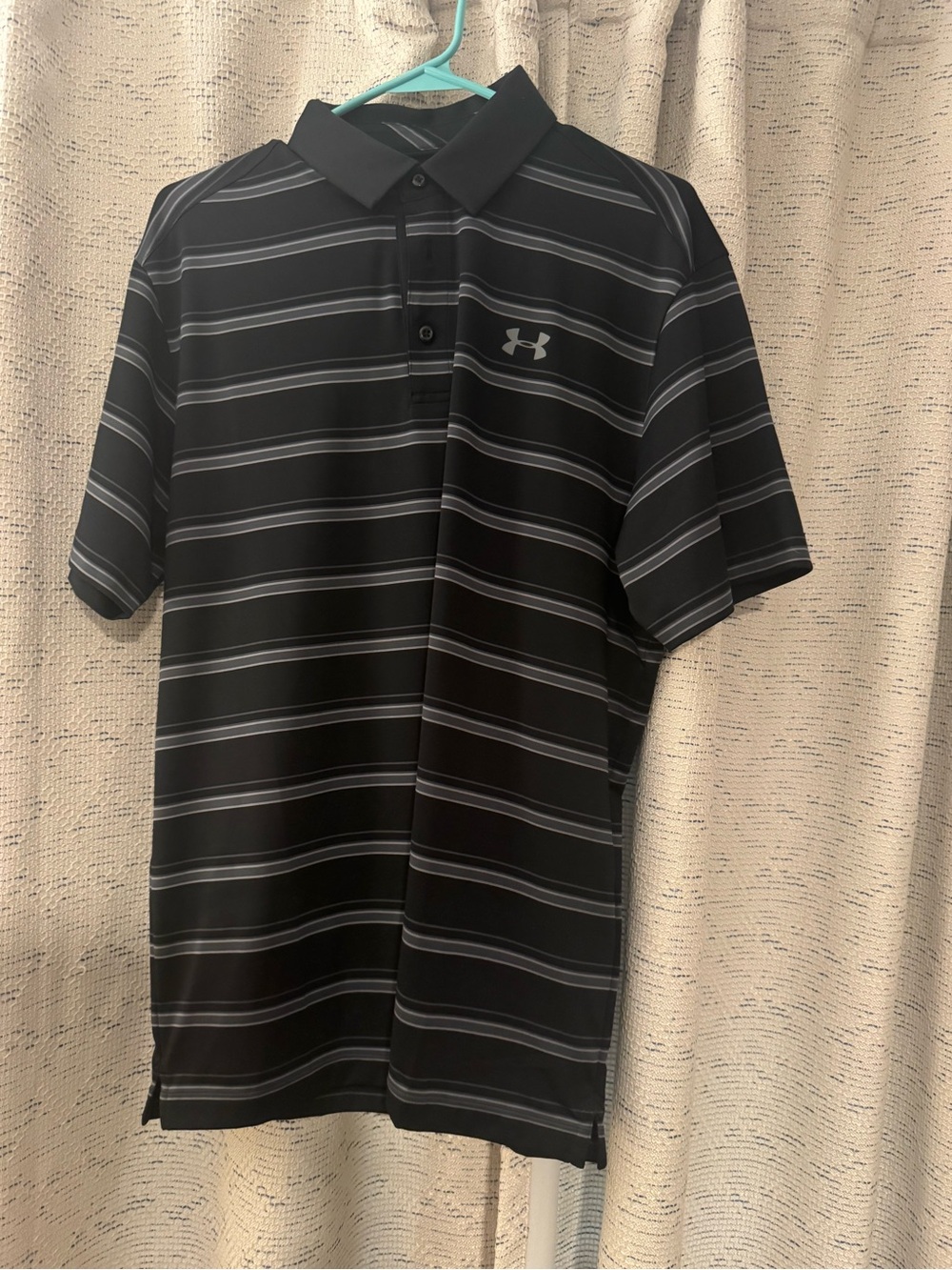 Under Armour Black Polo with Gray Stripes